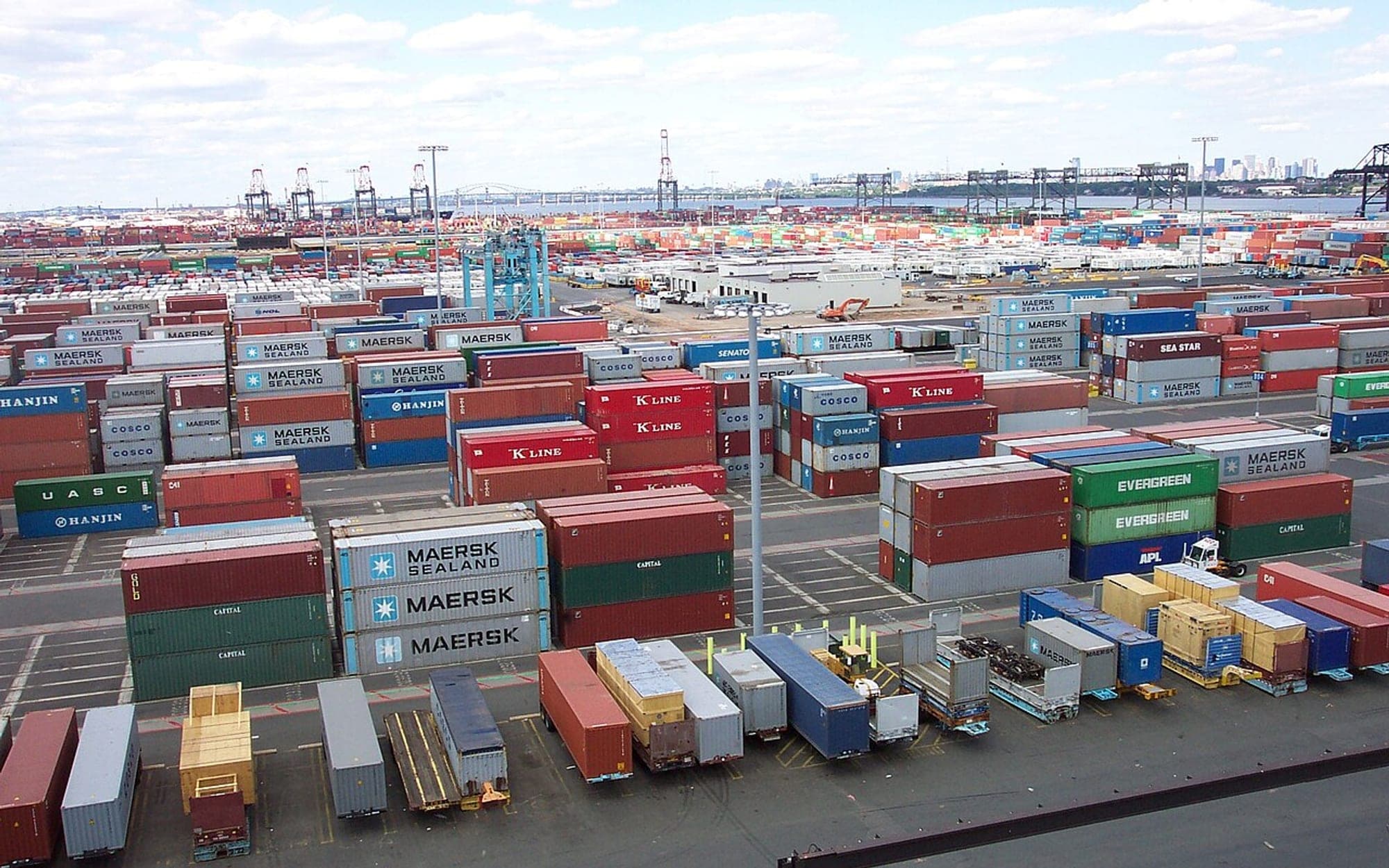 Pallets being loaded at a warehouse dispatch bay