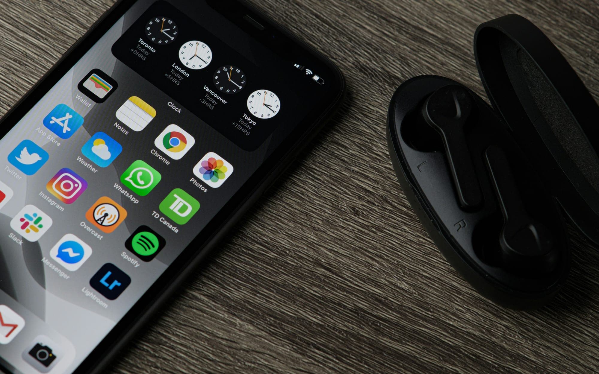 A phone showing its home screen of applications
